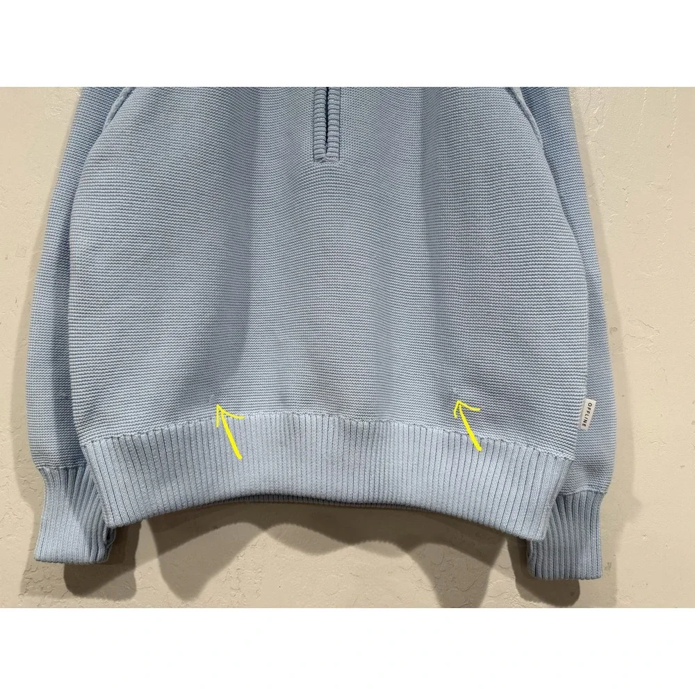 OFFLINE by Aerie Womens Light Blue Quarter Zip Textured Knit Sweater Small